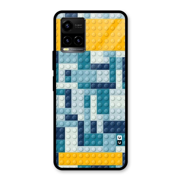 Blocks Blues Glass Back Case for Vivo Y21G