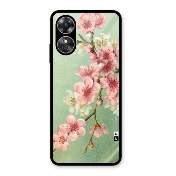 Blossom Cherry Design Glass Back Case for Oppo A17