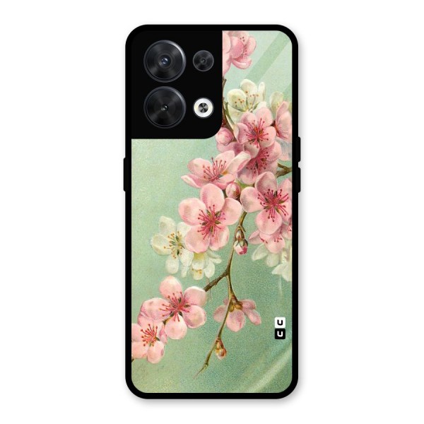 Blossom Cherry Design Glass Back Case for Oppo Reno8 5G