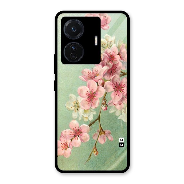 Blossom Cherry Design Glass Back Case for Vivo T1 Pro