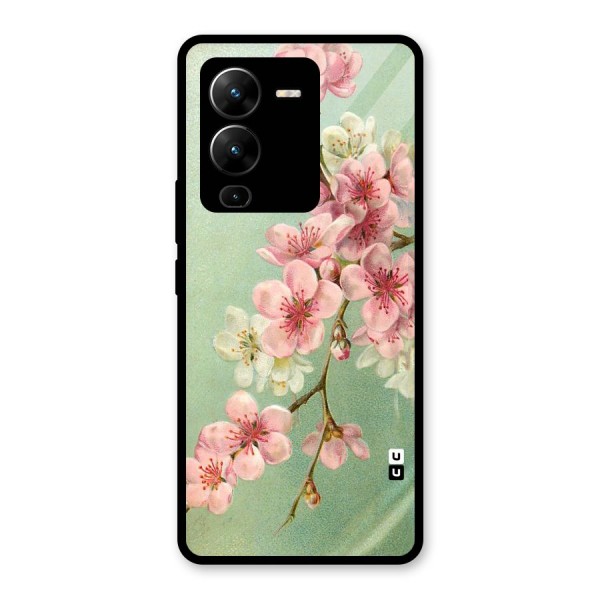 Blossom Cherry Design Glass Back Case for Vivo V25 Pro