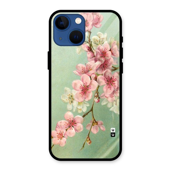 Blossom Cherry Design Glass Back Case for iPhone 13 Mini