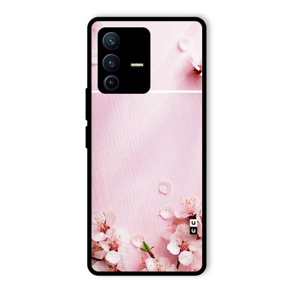 Blossom Frame Pink Glass Back Case for Vivo V23 Pro