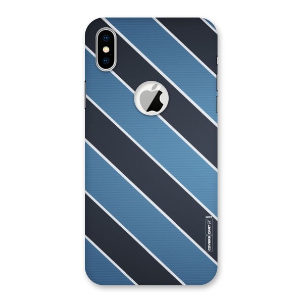 Blue Black Stripes Back Case for iPhone XS Logo Cut