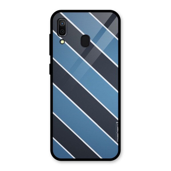 Blue Black Stripes Glass Back Case for Galaxy A30