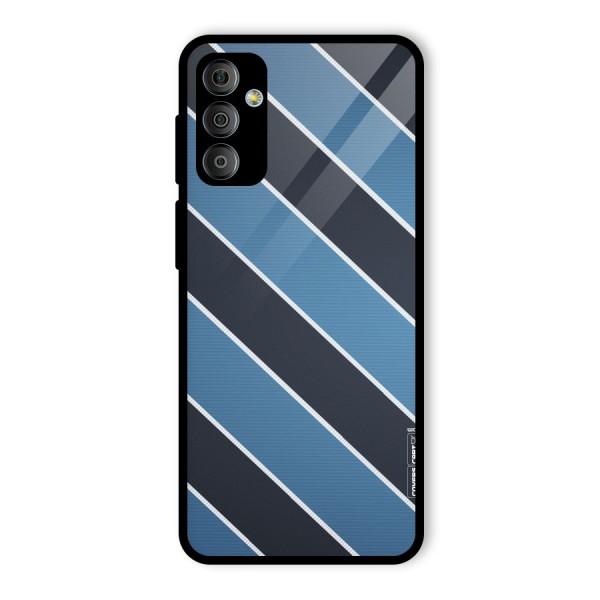 Blue Black Stripes Glass Back Case for Galaxy F23