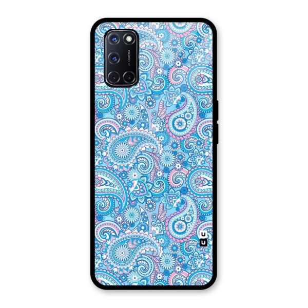 Blue Block Pattern Glass Back Case for Oppo A52