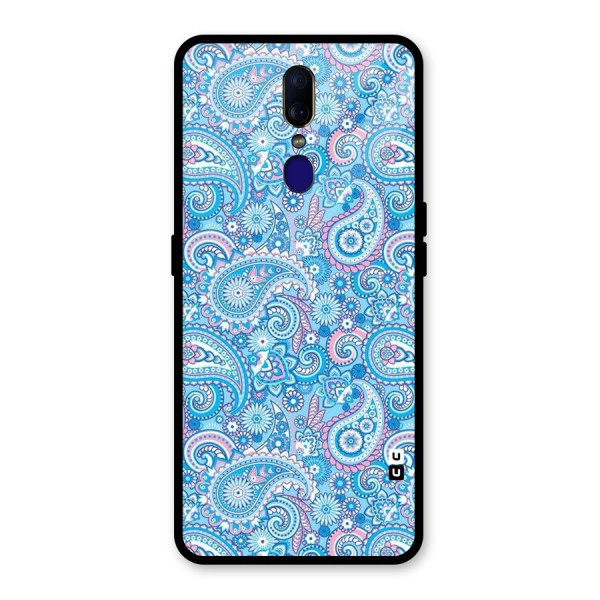 Blue Block Pattern Glass Back Case for Oppo F11