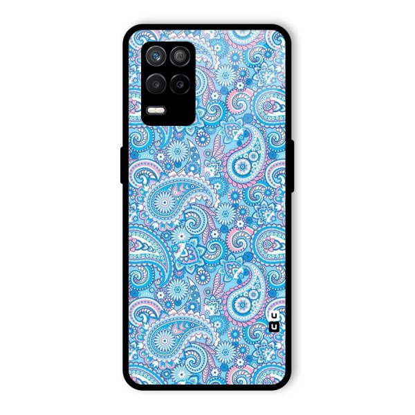 Blue Block Pattern Glass Back Case for Realme 9 5G