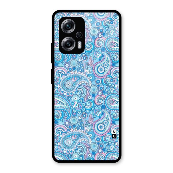 Blue Block Pattern Glass Back Case for Redmi K50i