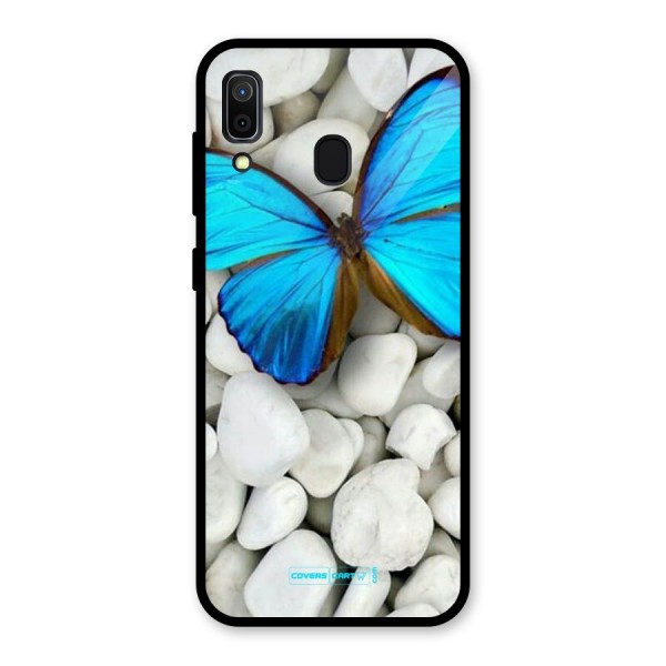 Blue Butterfly Glass Back Case for Galaxy A30