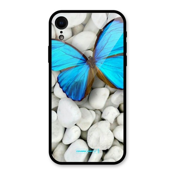 Blue Butterfly Glass Back Case for XR