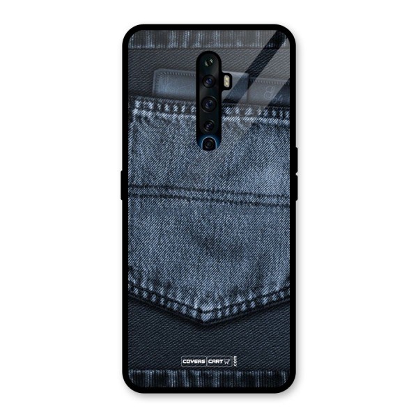 Blue Denim Glass Back Case for Oppo Reno2 Z