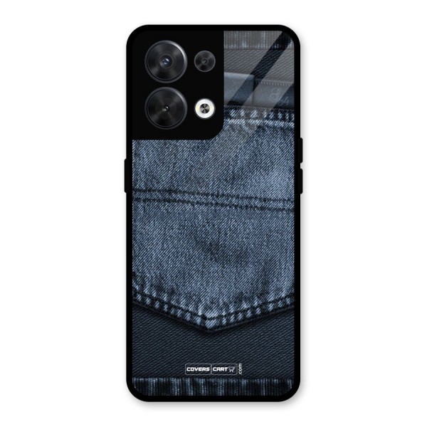 Blue Denim Glass Back Case for Oppo Reno8 5G