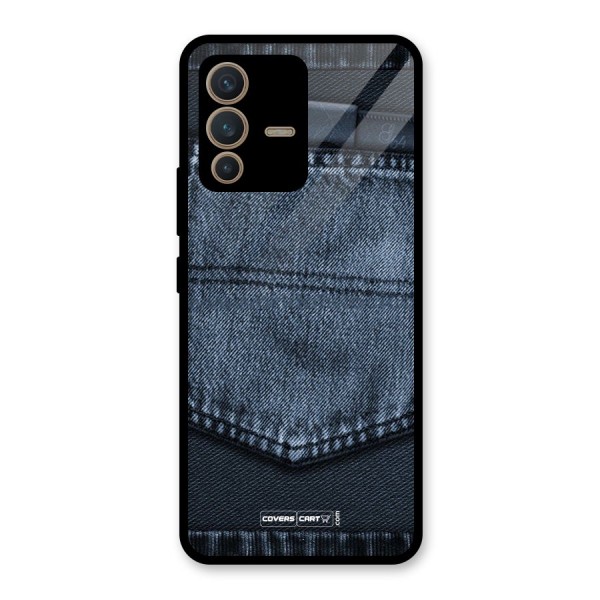 Blue Denim Glass Back Case for Vivo V23 5G