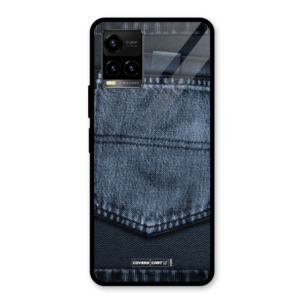 Blue Denim Glass Back Case for Vivo Y21 2021