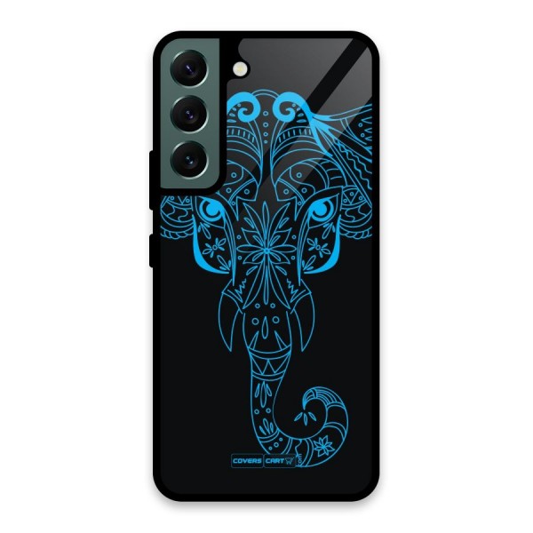 Blue Elephant Ethnic Glass Back Case for Galaxy S22 5G