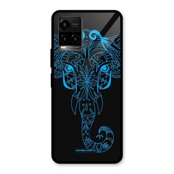 Blue Elephant Ethnic Glass Back Case for Vivo Y21 2021