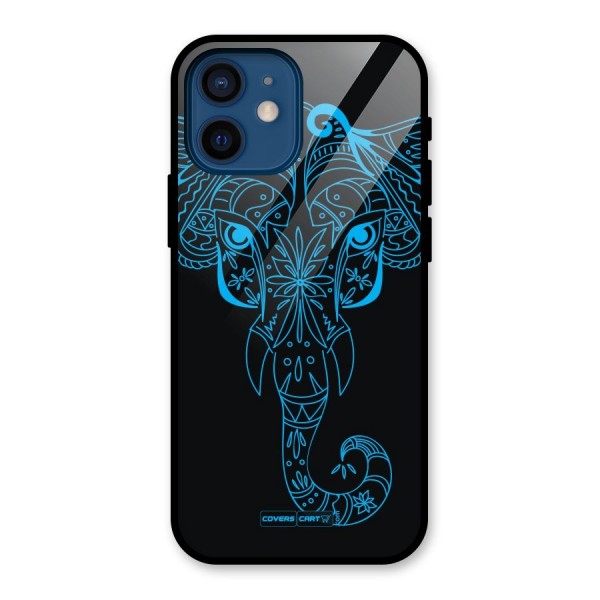 Blue Elephant Ethnic Glass Back Case for iPhone 12 Mini