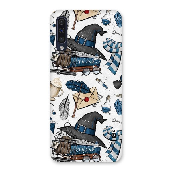 Blue Feather Hat Design Back Case for Galaxy A50