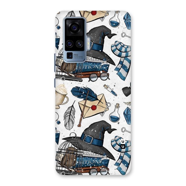 Blue Feather Hat Design Back Case for Vivo X50 Pro