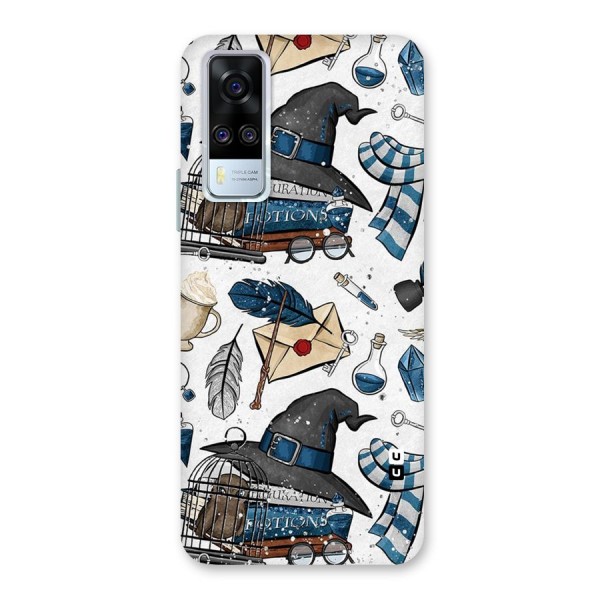 Blue Feather Hat Design Back Case for Vivo Y51A