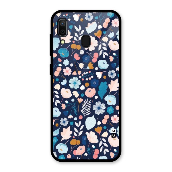 Blue Floral Glass Back Case for Galaxy A30