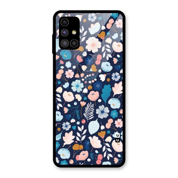 Blue Floral Glass Back Case for Galaxy M51