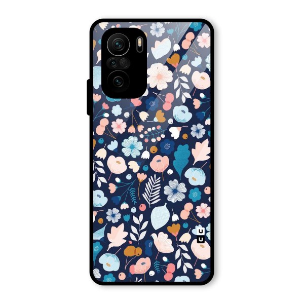 Blue Floral Glass Back Case for Mi 11x