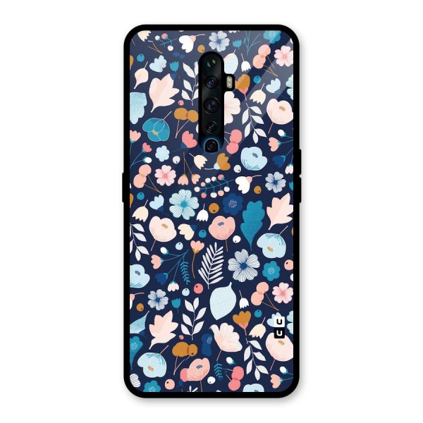 Blue Floral Glass Back Case for Oppo Reno2 Z