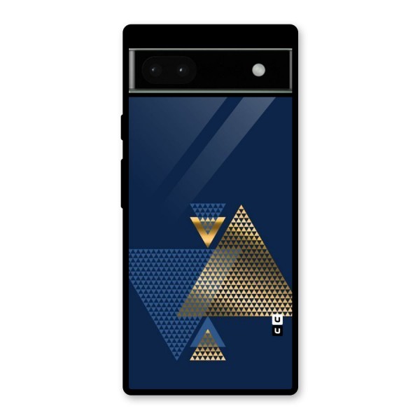 Blue Gold Triangles Glass Back Case for Google Pixel 6a