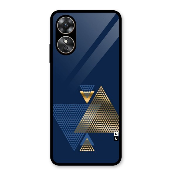 Blue Gold Triangles Glass Back Case for Oppo A17