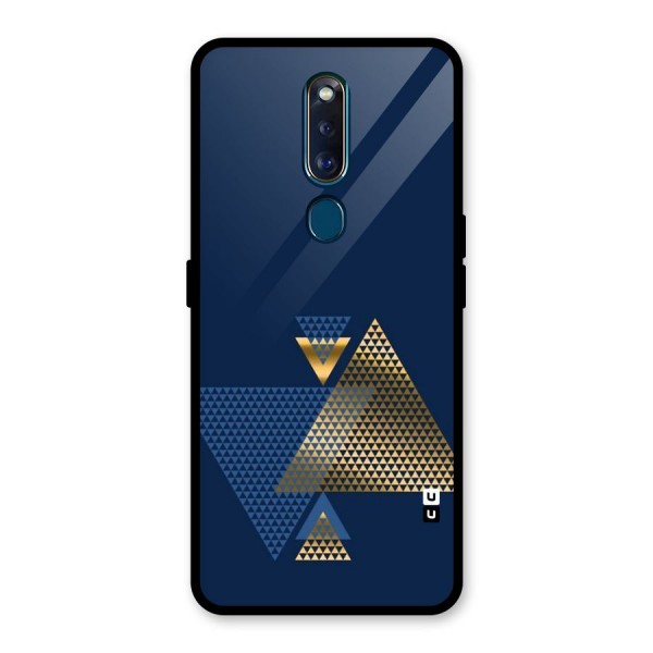 Blue Gold Triangles Glass Back Case for Oppo F11 Pro