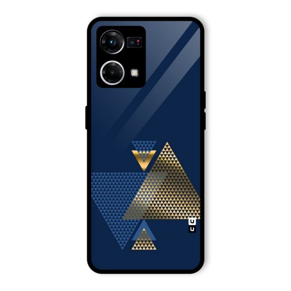 Blue Gold Triangles Glass Back Case for Oppo F21 Pro 4G