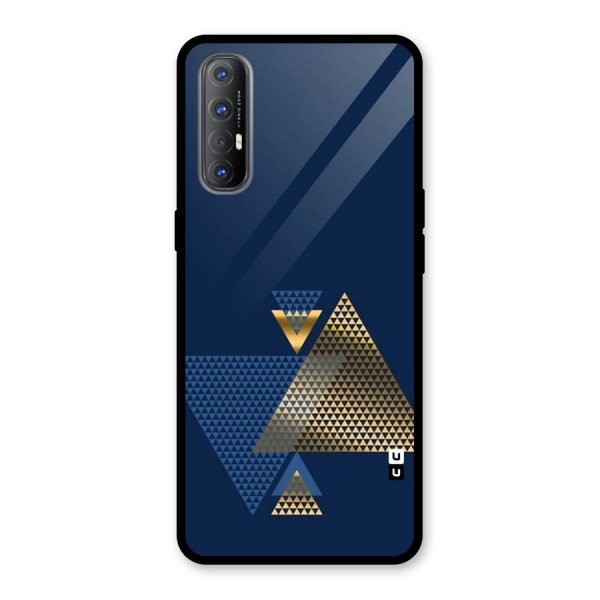 Blue Gold Triangles Glass Back Case for Oppo Reno3 Pro