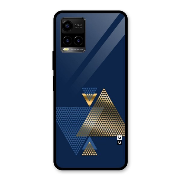 Blue Gold Triangles Glass Back Case for Vivo Y21 2021