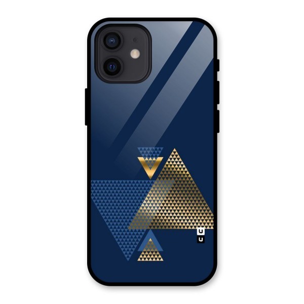 Blue Gold Triangles Glass Back Case for iPhone 12