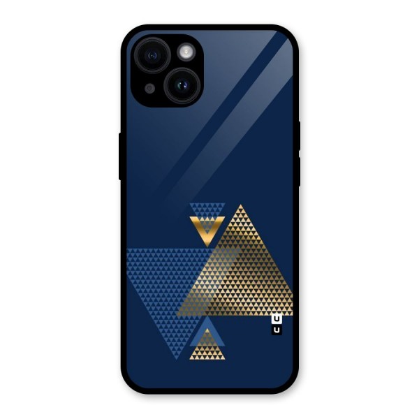 Blue Gold Triangles Glass Back Case for iPhone 14