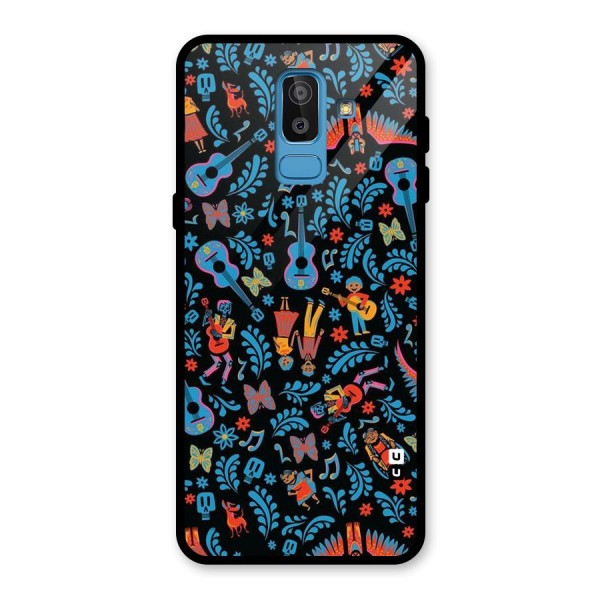 Blue Guitar Pattern Glass Back Case for Galaxy J8