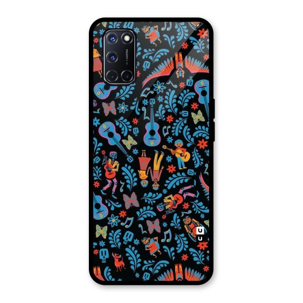 Blue Guitar Pattern Glass Back Case for Oppo A52