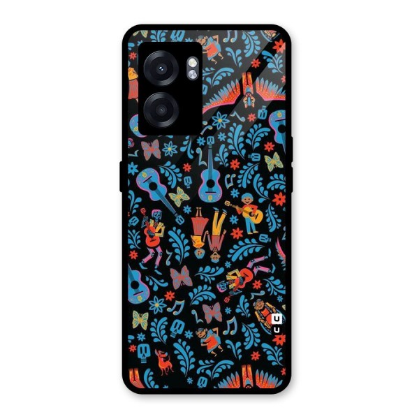 Blue Guitar Pattern Glass Back Case for Oppo K10 (5G)