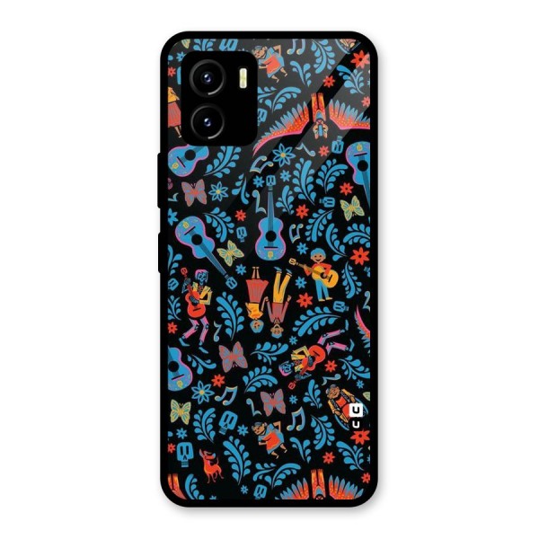 Blue Guitar Pattern Glass Back Case for Vivo Y15s