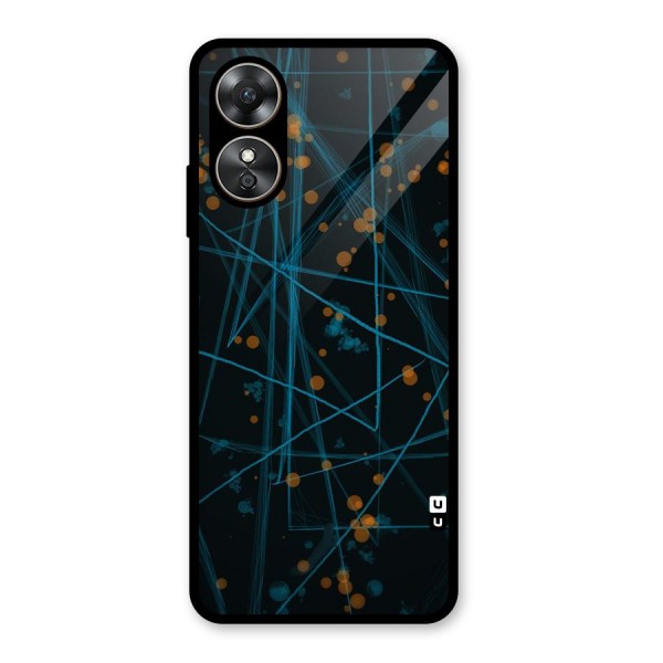 Blue Lines Gold Dots Glass Back Case for Oppo A17