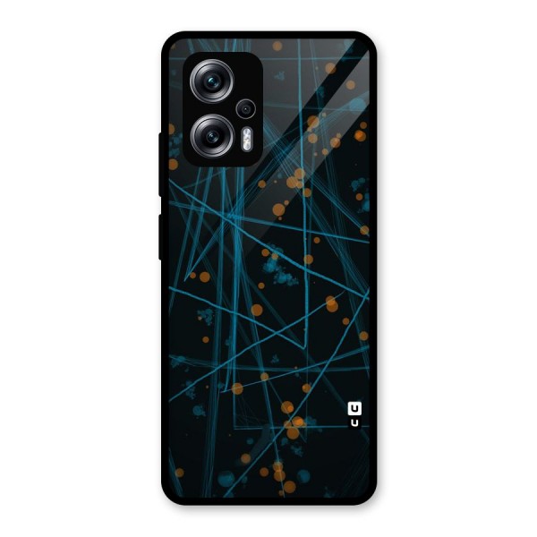 Blue Lines Gold Dots Glass Back Case for Redmi K50i