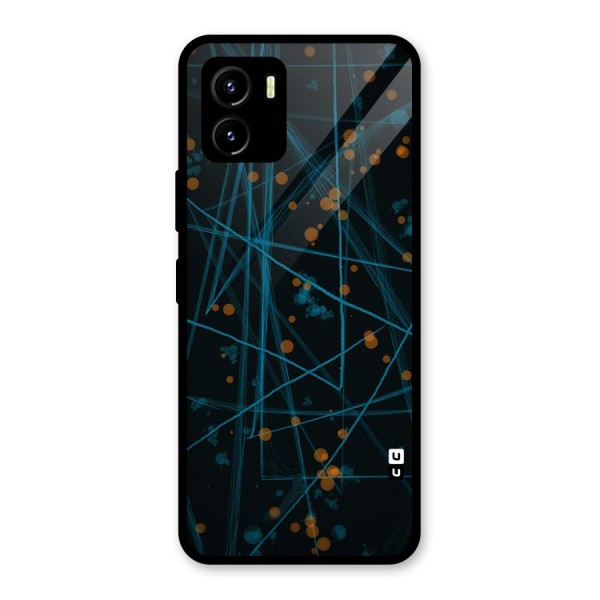 Blue Lines Gold Dots Glass Back Case for Vivo Y15s