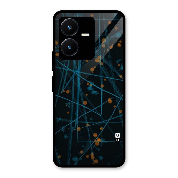 Blue Lines Gold Dots Glass Back Case for Vivo Y22