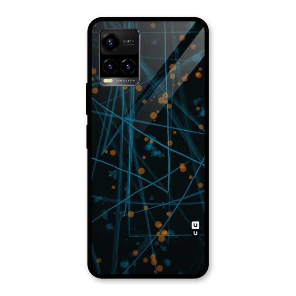 Blue Lines Gold Dots Glass Back Case for Vivo Y33s