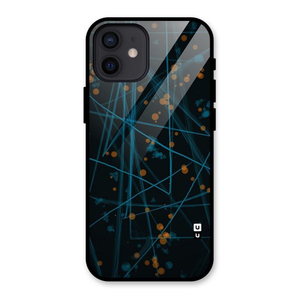 Blue Lines Gold Dots Glass Back Case for iPhone 12