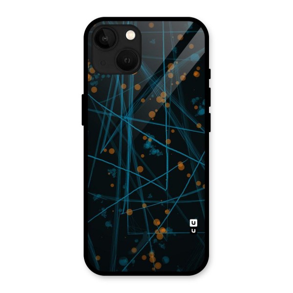Blue Lines Gold Dots Glass Back Case for iPhone 13