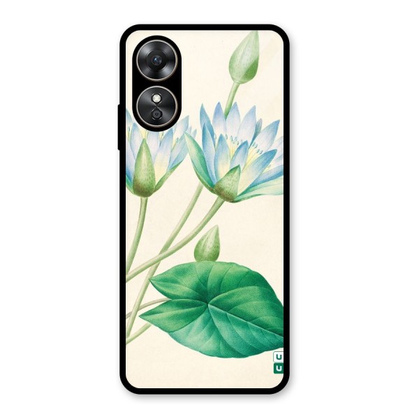 Blue Lotus Glass Back Case for Oppo A17